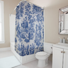 Französisch toile de jouy blau-weiß elegant duschvorhang