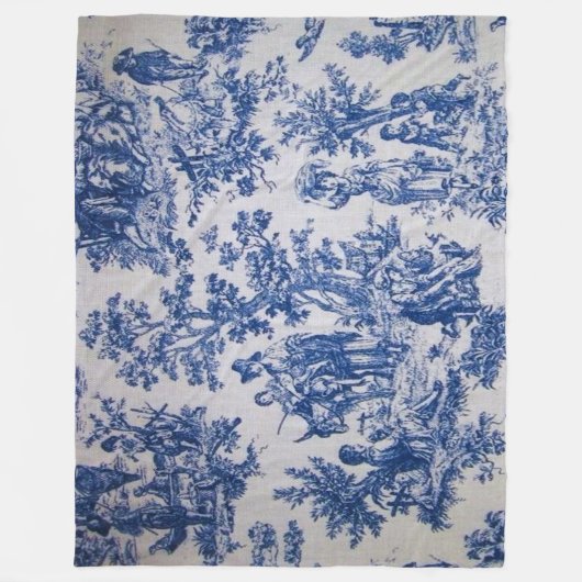 Französisch toile de jouy blau-weiß elegant fleecedecke (Vorderseite)