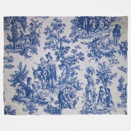 Französisch toile de jouy blau-weiß elegant fleecedecke (Vorderseite (Horizontal))