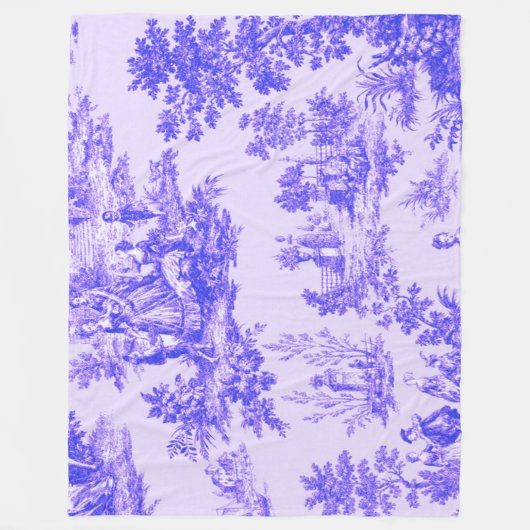 Französisch toile de jouy blau-weiß elegant fleecedecke (Vorderseite)