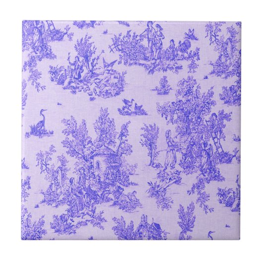 Französisch toile de jouy blau-weiß elegant fliese (Vorderseite)