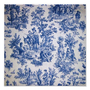Französisch toile de jouy blau-weiß elegant fotodruck