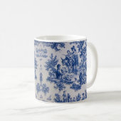 Französisch toile de jouy blau-weiß elegant kaffeetasse (VorderseiteRechts)