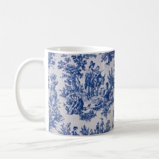 Französisch toile de jouy blau-weiß elegant kaffeetasse (Links)