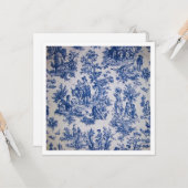 Französisch toile de jouy blau-weiß elegant karte (Vorderseite/Rückseite Beispiel)