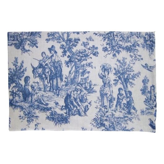 Französisch toile de jouy blau-weiß elegant kissenbezug (Vorderseite)