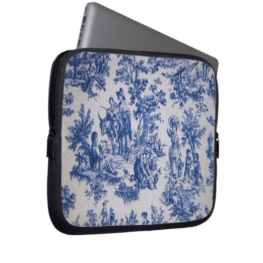 Französisch toile de jouy blau-weiß elegant laptopschutzhülle (Vorne Rechts)