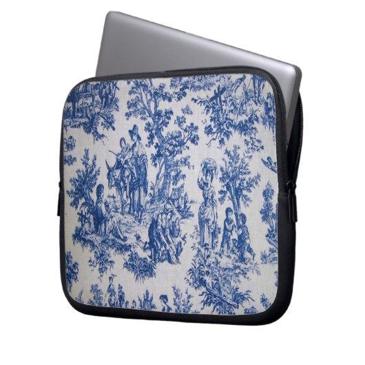 Französisch toile de jouy blau-weiß elegant laptopschutzhülle (Vorderseite Links)