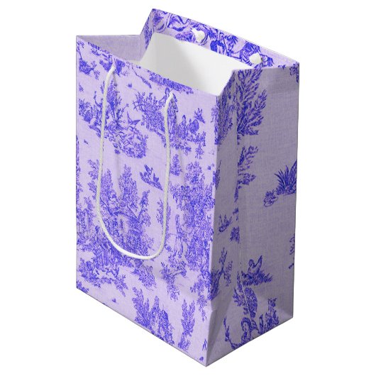 Französisch toile de jouy blau-weiß elegant mittlere geschenktüte (Vorderseite Schrägansicht)