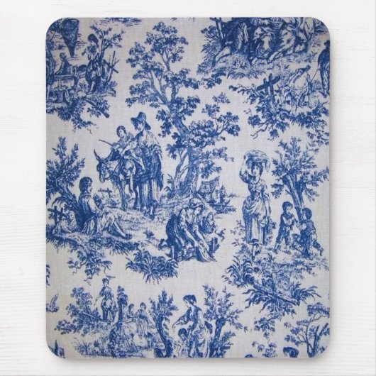 Französisch toile de jouy blau-weiß elegant mousepad (Vorne)