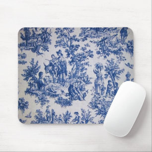 Französisch toile de jouy blau-weiß elegant mousepad