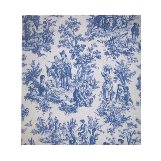 Französisch toile de jouy blau-weiß elegant notizblock (Vorderseite)