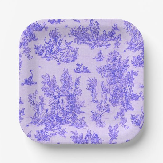 Französisch toile de jouy blau-weiß elegant pappteller (Vorderseite)