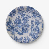 Französisch toile de jouy blau-weiß elegant pappteller (Vorderseite)