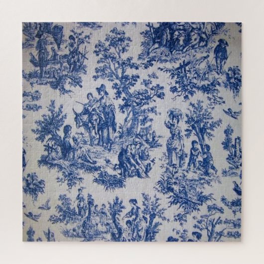 Französisch toile de jouy blau-weiß elegant puzzle (Vertikal)
