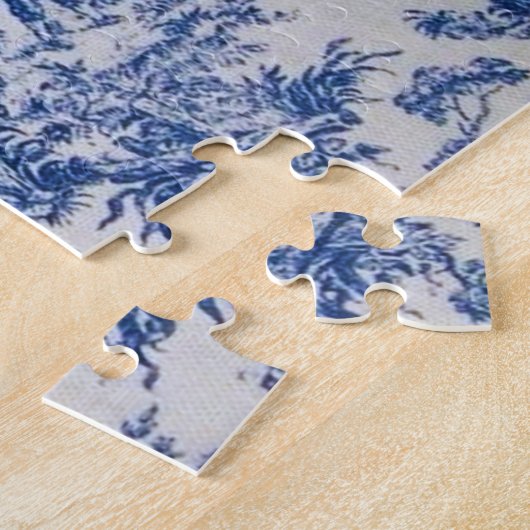 Französisch toile de jouy blau-weiß elegant puzzle (Seite)