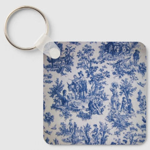Französisch toile de jouy blau-weiß elegant schlüsselanhänger