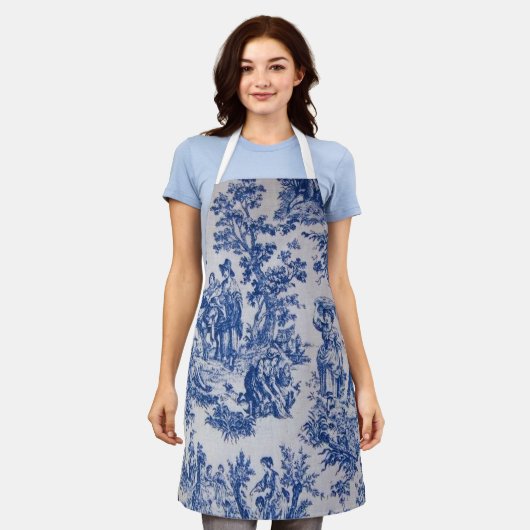 Französisch toile de jouy blau-weiß elegant schürze (Getragen)
