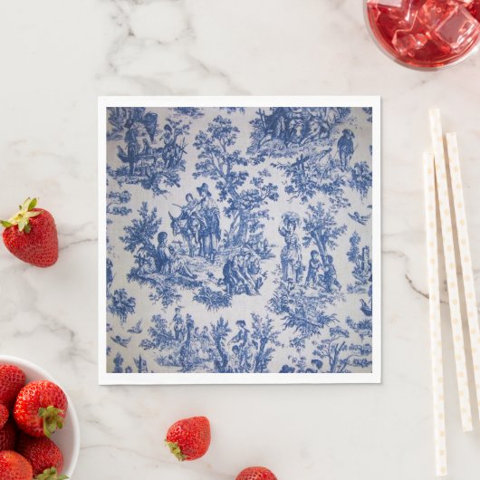 Französisch toile de jouy blau-weiß elegant serviette (Beispiel)