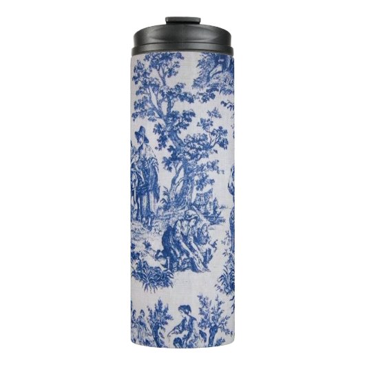 Französisch toile de jouy blau-weiß elegant thermosbecher (Vorderseite)