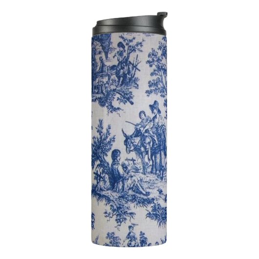 Französisch toile de jouy blau-weiß elegant thermosbecher (Nach links gedreht)
