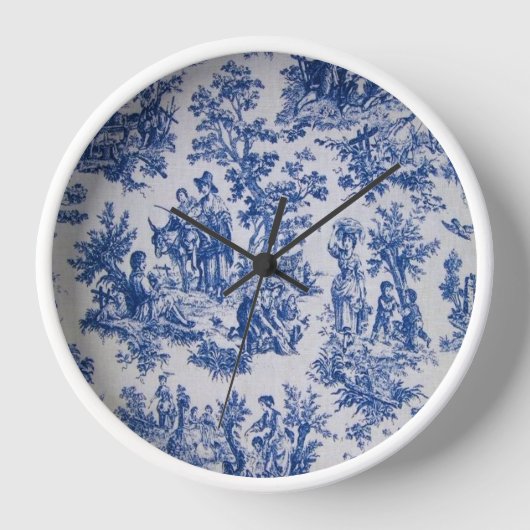 Französisch toile de jouy blau-weiß elegant uhr (Vorderseite)