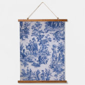 Französisch toile de jouy blau-weiß elegant wandteppich mit holzrahmen (Vorderseite)