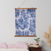 Französisch toile de jouy blau-weiß elegant wandteppich mit holzrahmen (Schlafzimmer)