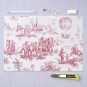 Französisch Toile Red Decoupage Hot Air Ballon Men Seidenpapier (Handwerk)