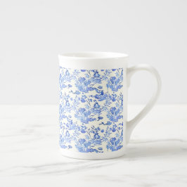 Französisch Toile Style Blau und Weiß Porzellantasse