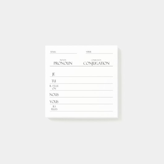 Französisch | Verbs Conjugation Practice Post-it Klebezettel (Vorderseite)