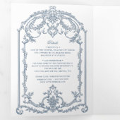 Französisch-Verziert-Barock-Tri-Fold-Hochzeit Dreifach Gefaltete Einladung (Innen Erste Seite)