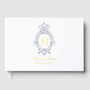 Französisch-Verziert-barocke Monogramm-Hochzeit Gästebuch