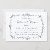 Französisch Viktorianisch Blue Floral Probe Abende Einladung (Vorderseite)