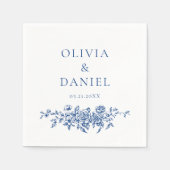 Französisch Viktorianisch Navy Blue Wedding Verzie Serviette (Vorderseite)