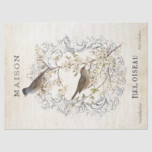 Französisch-Vintag-Bird-Nest Maison-Frame-Decoupag Seidenpapier