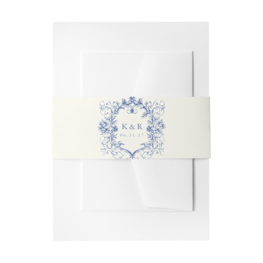 Französisch-Vintage Blumenzwiebelband Einladungsbanderole (Vorderseite Beispiel)