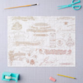 Französisch Vintages Drehbuch Ephemera Typografie Seidenpapier (Basteln)