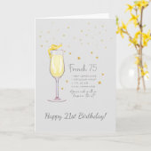 Französische 75 Cocktail 21. Happy Birthday Card Karte (Gelbe Blume)
