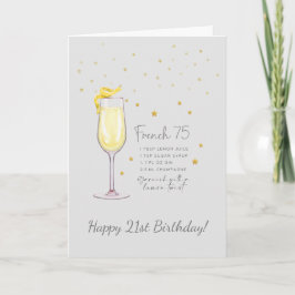 Französische 75 Cocktail 21. Happy Birthday Card Karte