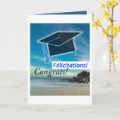 Französische Abschluss-Karte / "Félicitations" Karte (Gelbe Blume)
