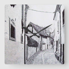 Französische Alley Zeichnend Uhr