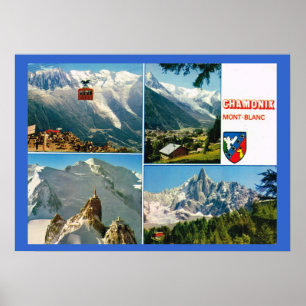 Französische Alpen aus der Vintage-Zeit, Chamonix Poster