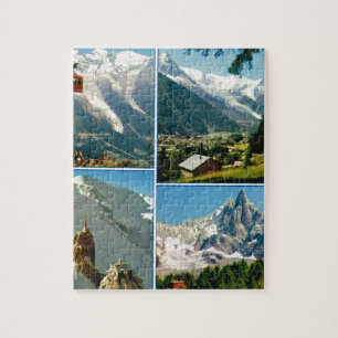 Französische Alpen aus der Vintage-Zeit, Chamonix Puzzle