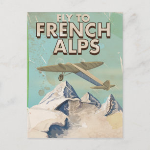 Französische Alpen Vintage-Reiseposter Postkarte