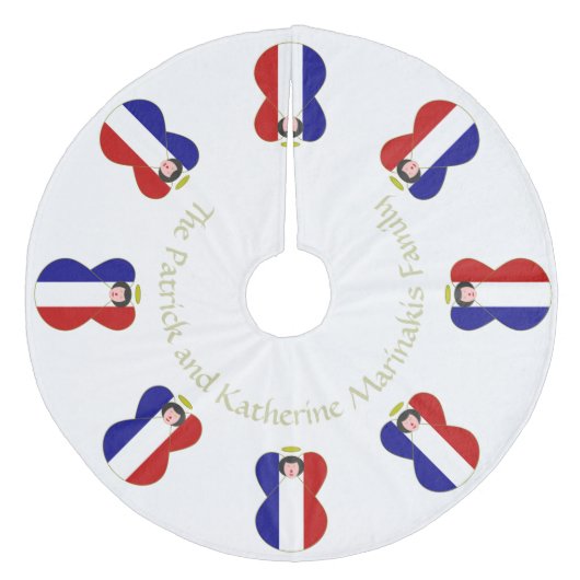 Französische Angelflagge Weihnachten Fleece Weihnachtsbaumdecke (Vorderseite)