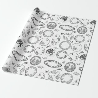 Französische Antike Teller | BLACK Wrapping Paper Geschenkpapier