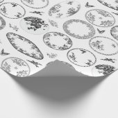 Französische Antike Teller | BLACK Wrapping Paper Geschenkpapier (Ecke)