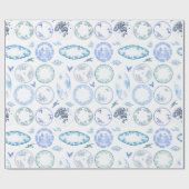 Französische Antike Teller | BLUE Wrapper Paper Geschenkpapier (Flach)