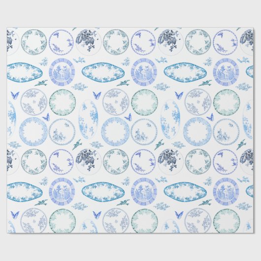 Französische Antike Teller | BLUE Wrapper Paper Geschenkpapier (Flach)